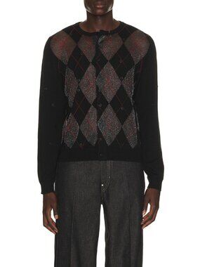 Spencer Badu Black Knit Cardigan in Black Slinky